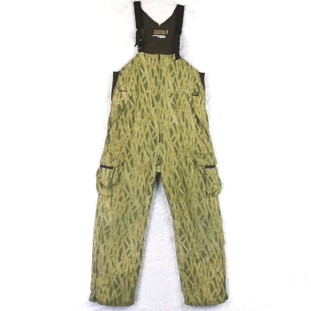 Vtg Remington Mens Hunting Bib Overalls Cattails Marsh Insulated Water Fowl L